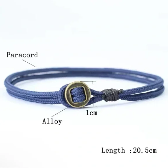 Minimalist Mens String Bracelet Double Layer Blue 8.8” - Picture 2 of 8